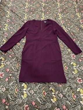 DKNY Plum Long-Sleeve Ponte Sheath Dress